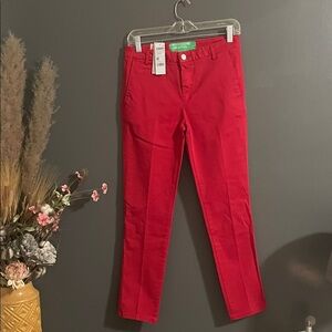 Red Straight-Leg Pants